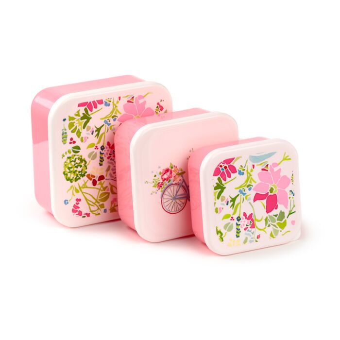 Pudełko na lunch, zestaw 3 (M/L/XL) - Julie Dodsworth Pink Botanical 